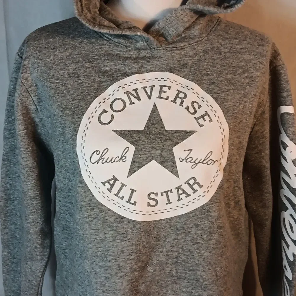 Converse Cropped Girls Gray Hoodie
